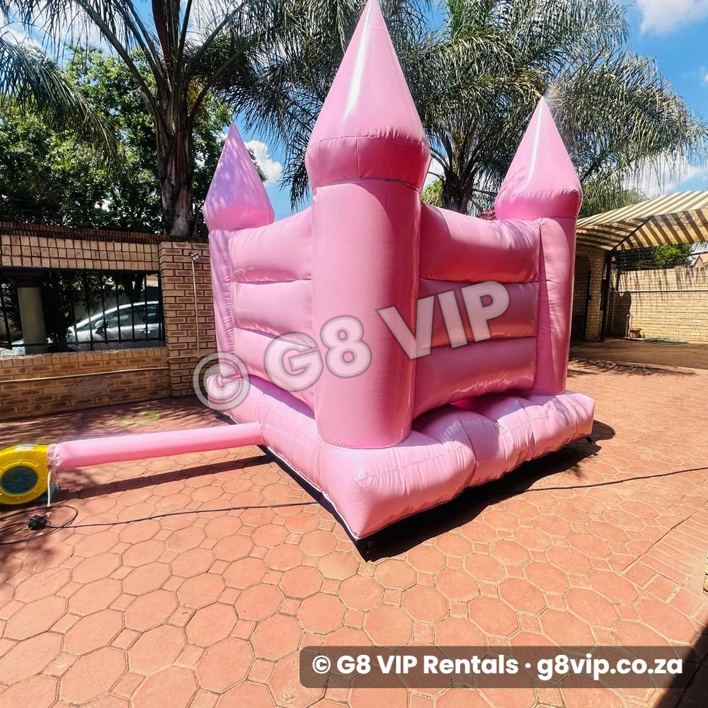 Pinky pink jumping castle - back view