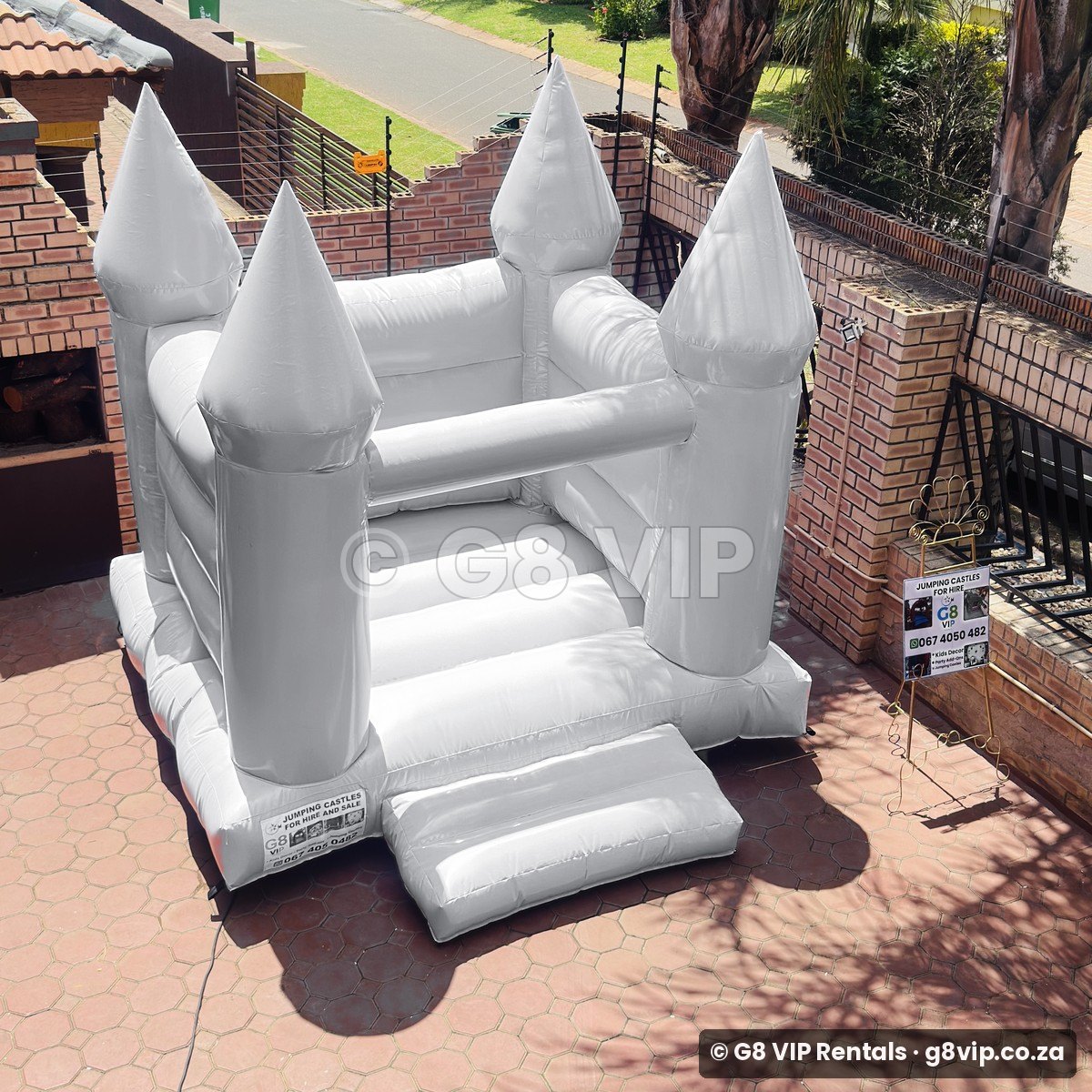White Castle white jumping castle - from above